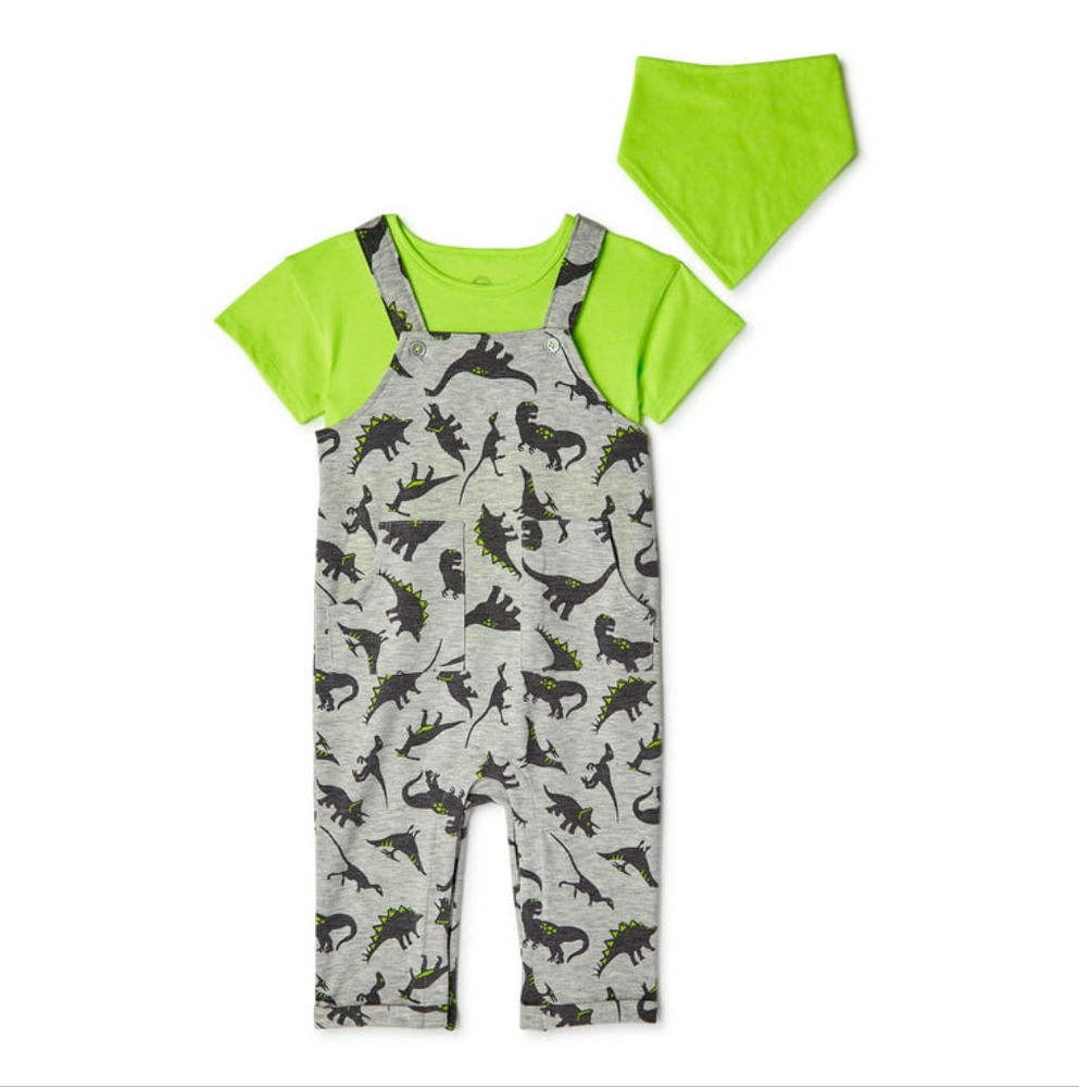 Wonder Nation Baby Boy Coverall Outfit set 3-piece